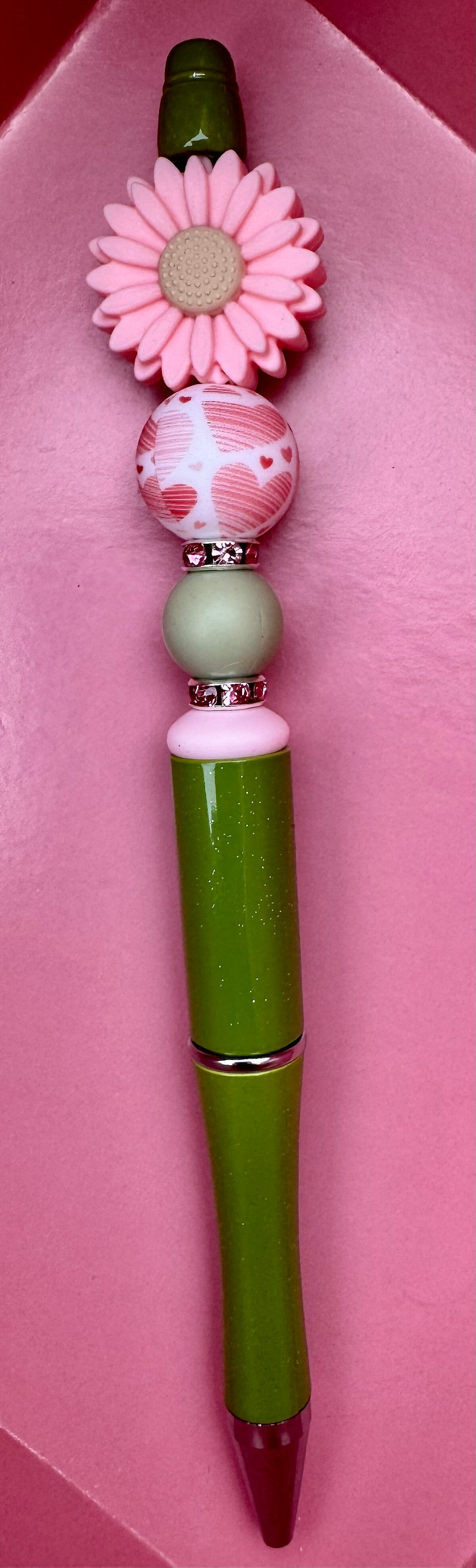 Pen ROZE ZONNEBLOEM GROEN