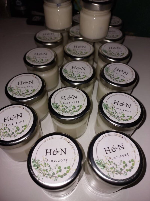 Candle Lid Labels: Personalized Wedding Favor Stickers (37mm)