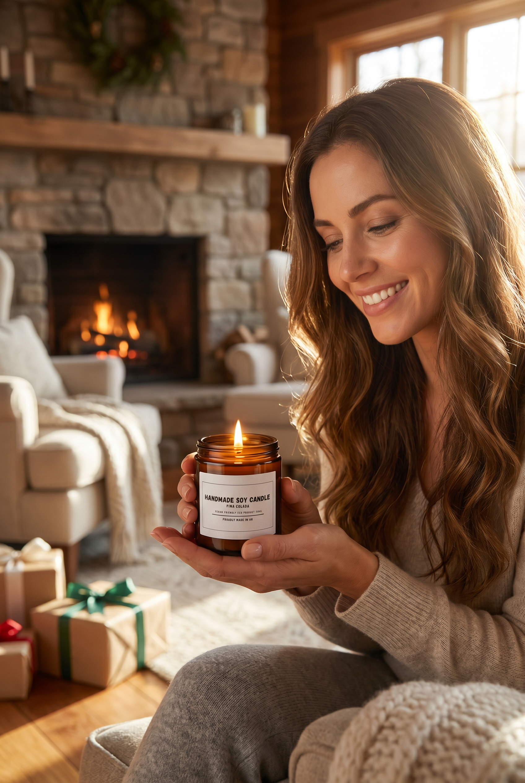 Handmade Soy Candle: Classic Amber Glass Jar, 150ml