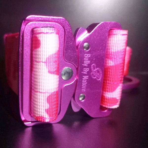 Bully by Nature Pink Camo Medium Dog Collar - 5cm x 43-58cm