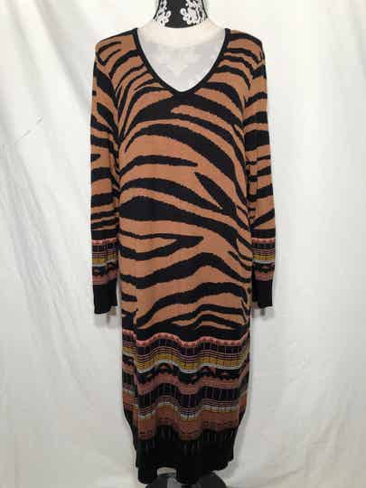 Yesta by X-two bruin/zwart print jurk maat 44