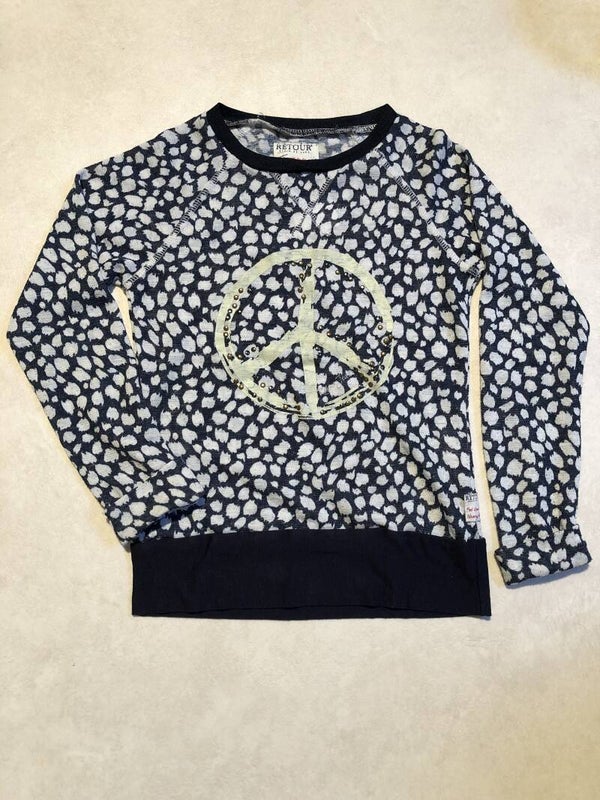 Retour blauw/wit print truitje maat 128