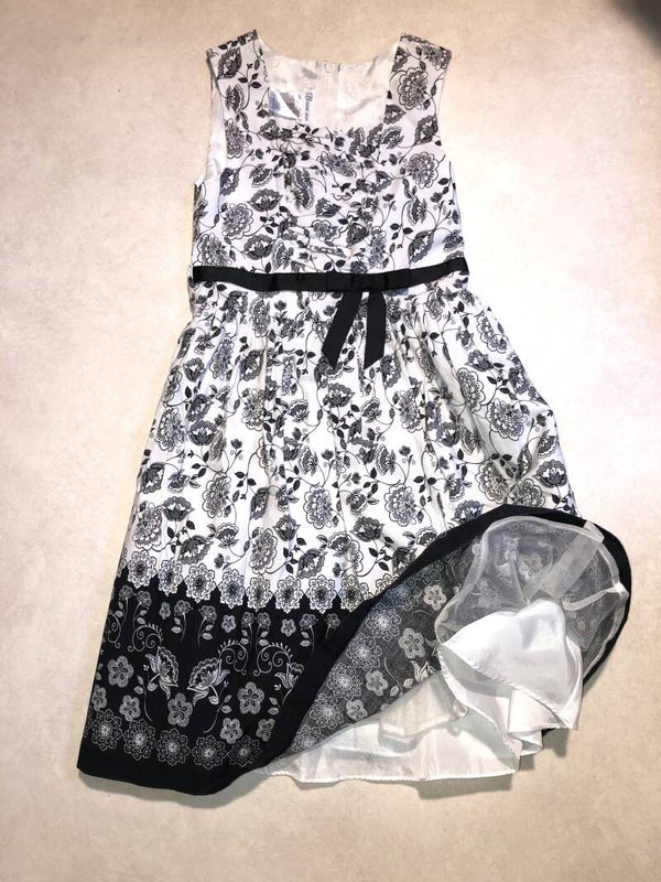 Bonnie Jean zwart/wit gebloemde jurk maat 164