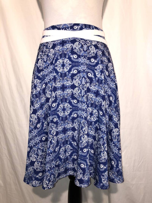 Banned blauw/wit print retro rok maat S