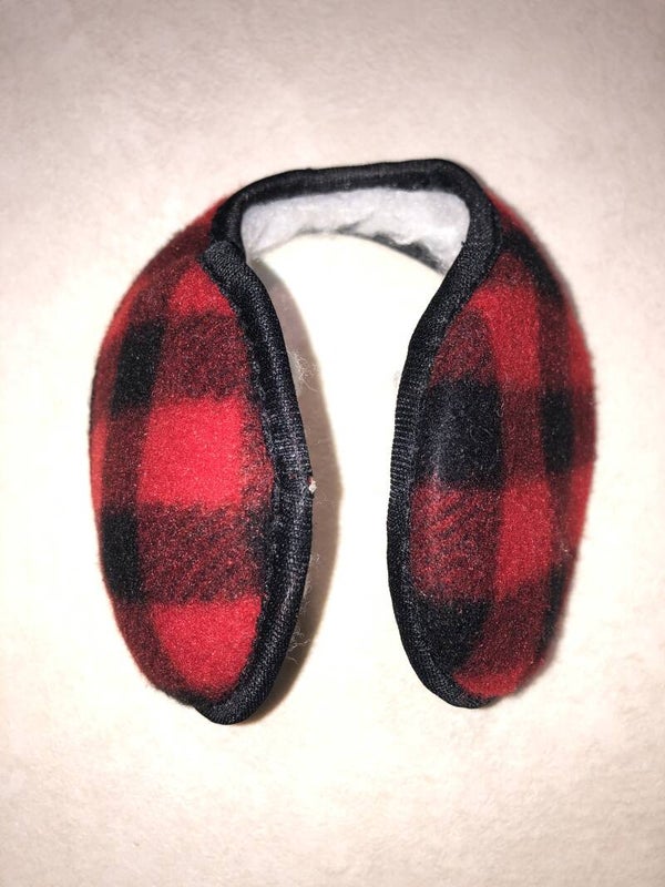 Baby winter oorklep in rood en zwart