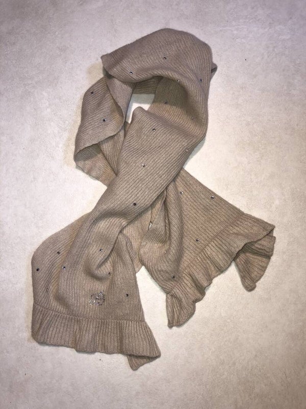 Blumarine  bruine wollen sjaal met glittertjes