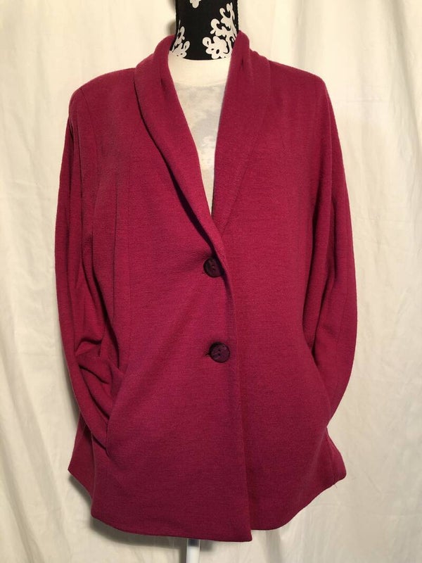 Finnkarelia fuchsia kleurig wol jasje maat 42