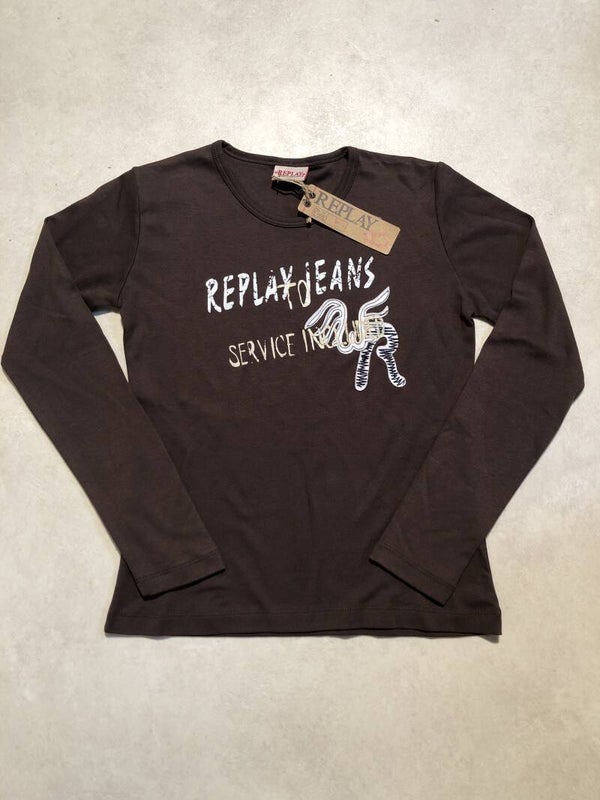 Replay bruin print longsleeve maat 146