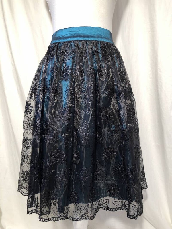 Voodoo Vixen groen/zwarte taffetta rok maat M