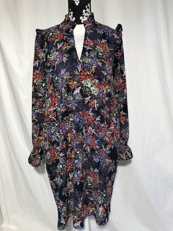 H&M blauw gebloemde jurk maat 36