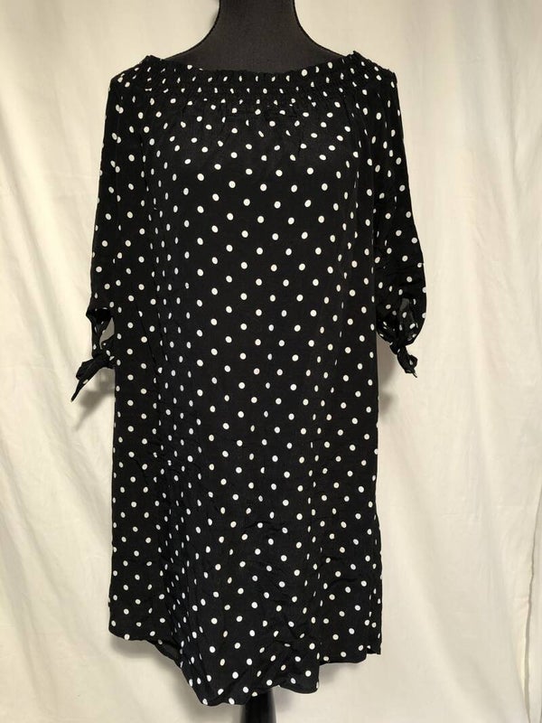 Melting Stockholm zwart/wit polkadot jurk maat L