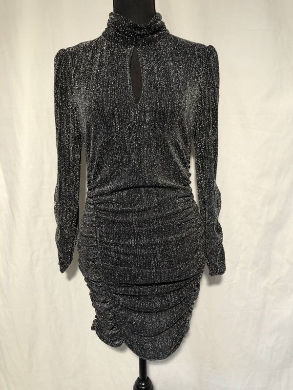 Zara zwart/zilver glitter jurk maat L