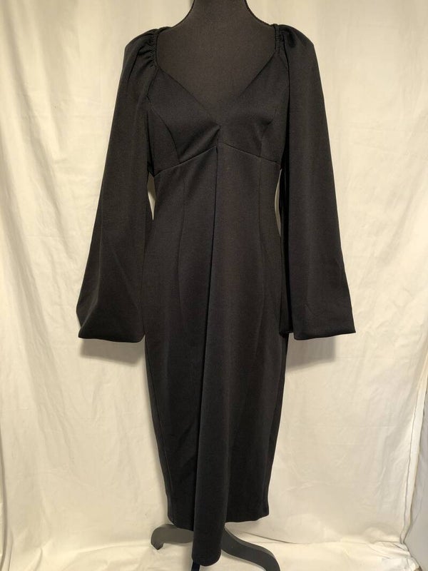 Asos zwarte jurk met diep uitgesneden rug maat 44