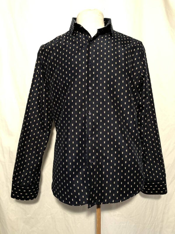 Yves Enzo blauw skull overhemd maat XL