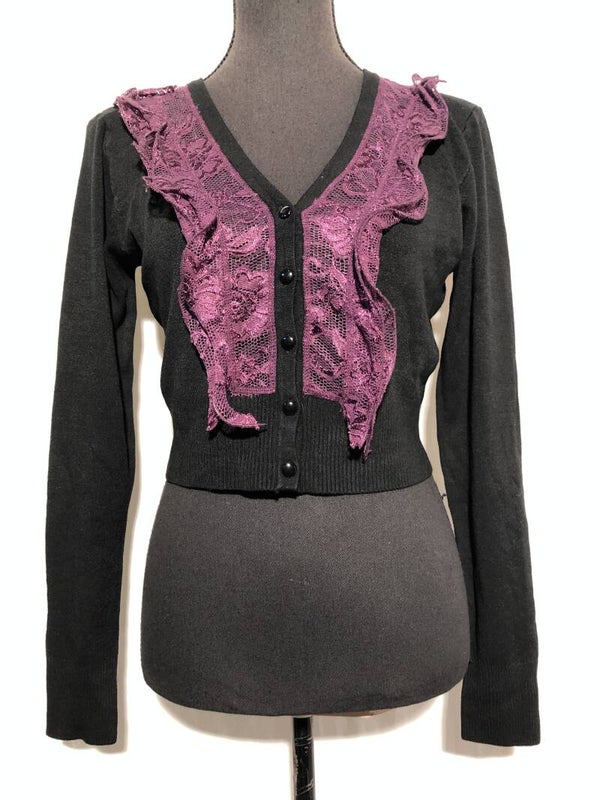 Voodoo Vixen zwart retro vestje met paars kant maat L