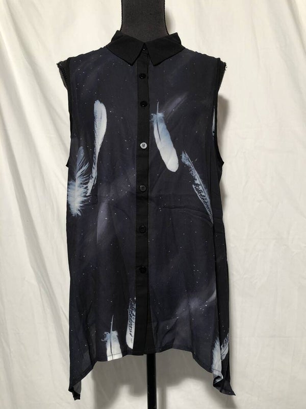 Jawbreaker mouwloze blouse met veertjes print maat M