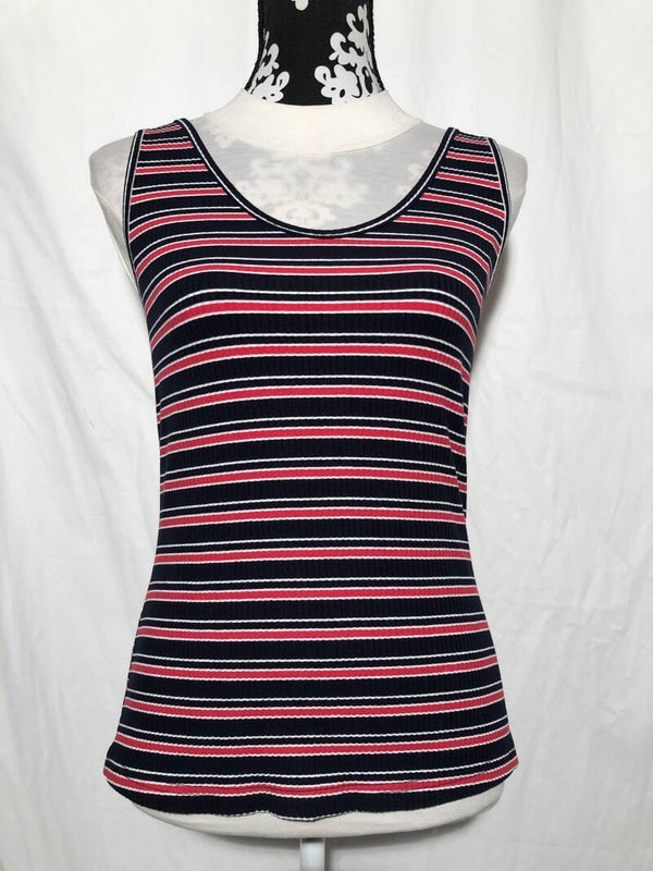 Voodoo Vixen zwart/rood/wit gestreept retro top maat M