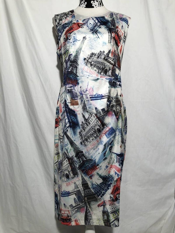 Kenancy pencilldress met oldtimers maat XXL