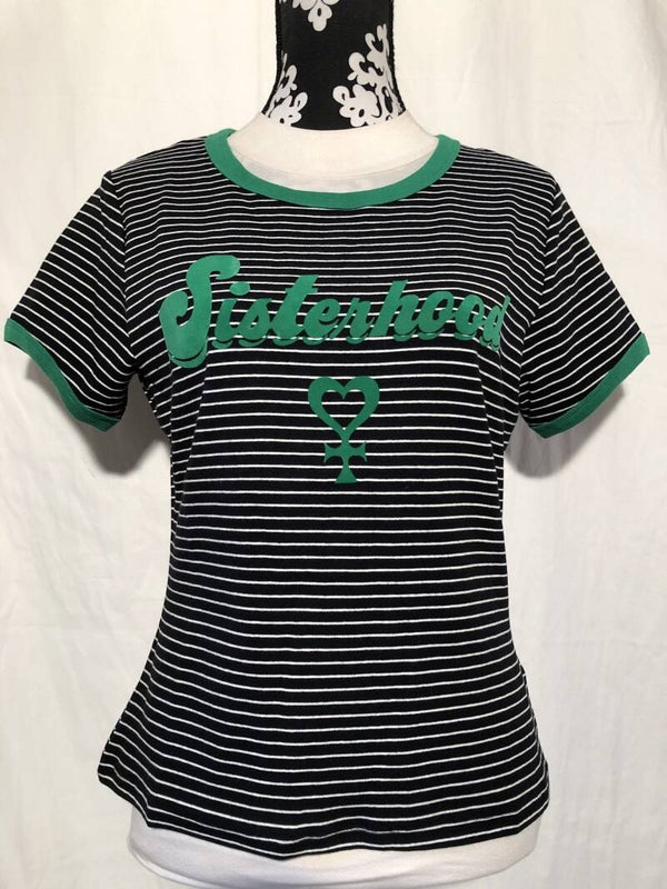 Hell Bunny zwart/groen gestreept T-shirt maat M