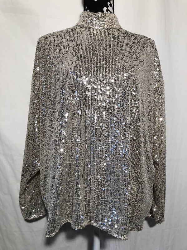 H&M beige pailletten top maat S/M