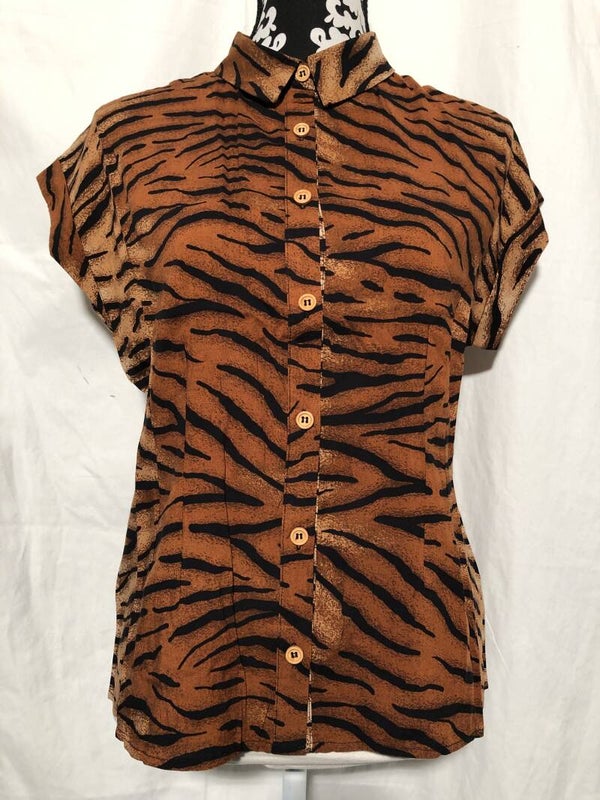 Hell bunny retro tijgerprint blouse maat M