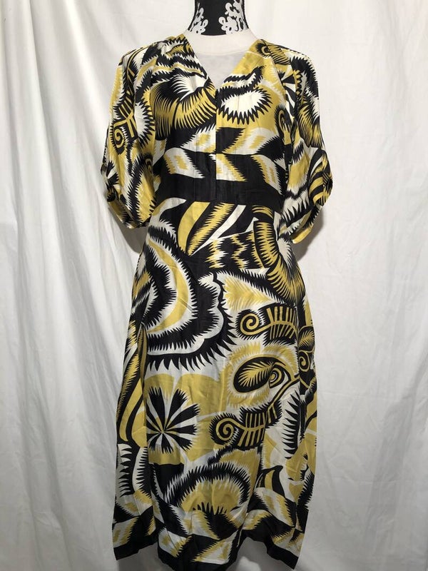 Summum geel/zwart/crème print jurk maat 42