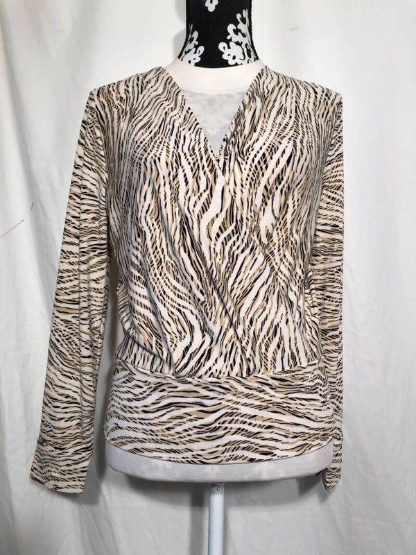 H&M beige print overslag top maat S