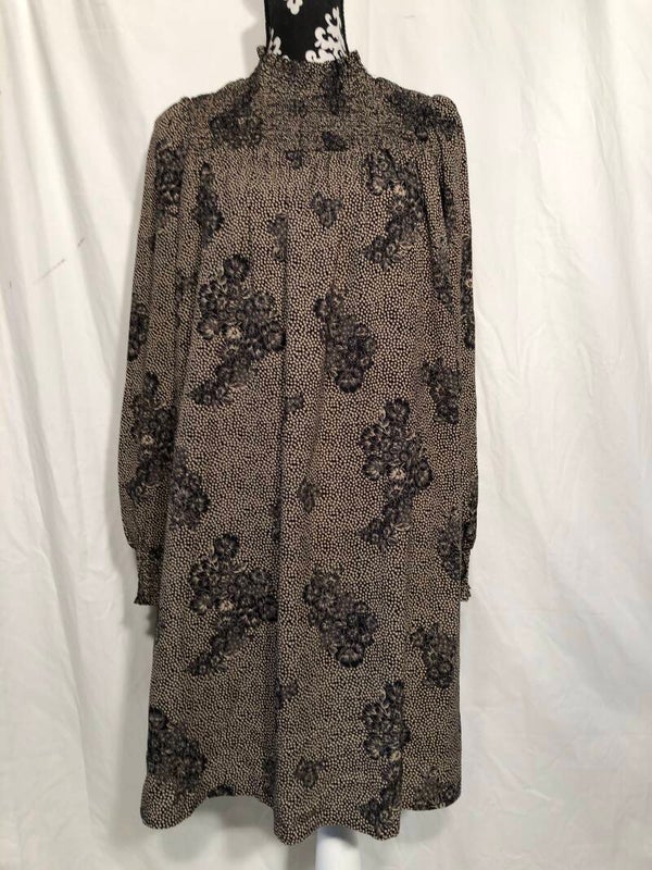 Object bruin/zwart gebloemde jurk maat 38