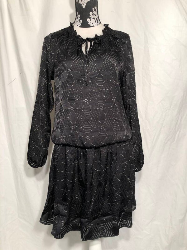 Expresso zwart print doorschijnende jurk maat 40