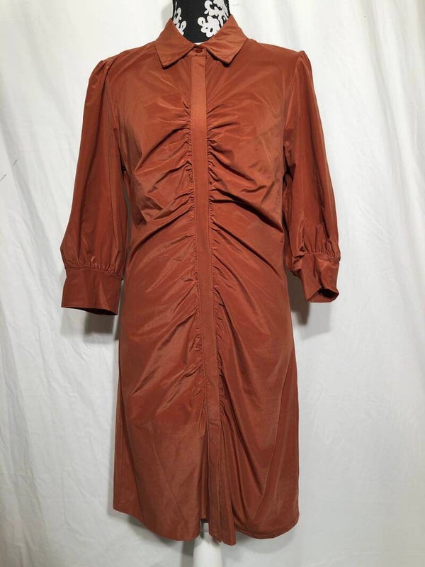 Mango terra kleurige jurk met krinkeleffect maat L