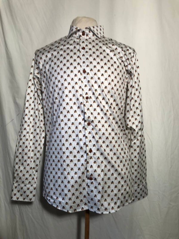 Wam classic wit print overhemd maat L