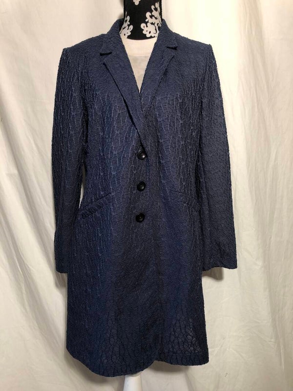 Crème de la crème blauwe lange blazer maat L