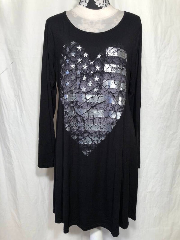 Miss Y by Yoek zwarte jurk met opdruk maat 38/40