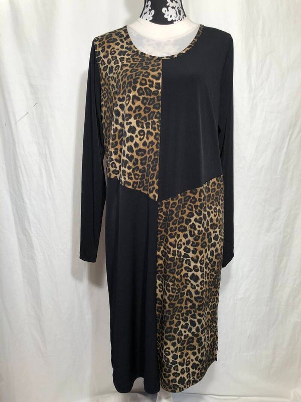 Yoek zwart/Leopard print jurk maat 38/40