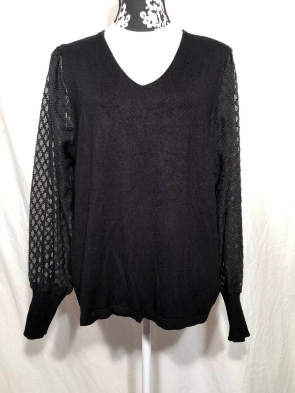 FSTVL zwarte trui met doorschijnende mouwen maat XL