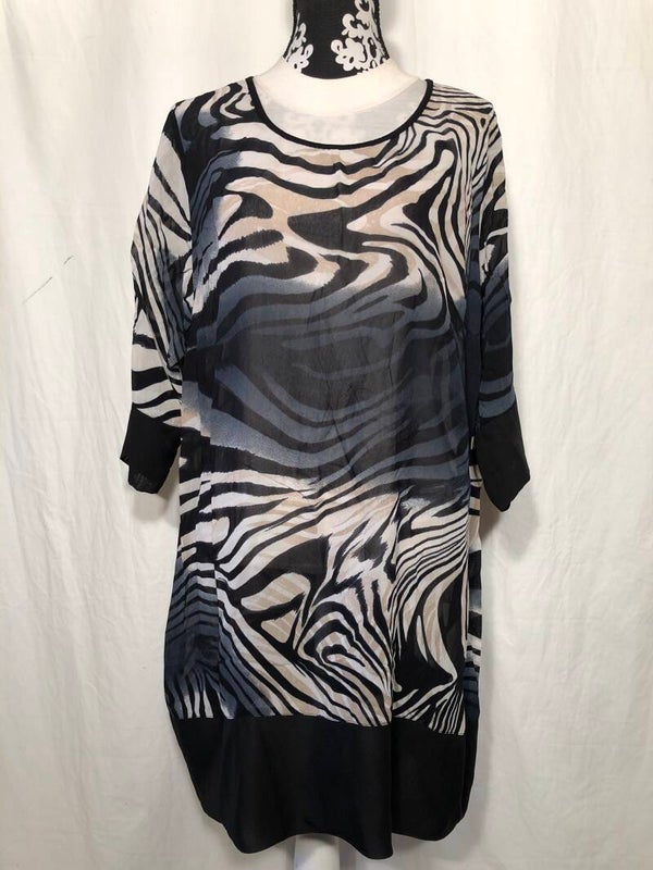 Ophilia zebra print doorschijnende jurk maat 46
