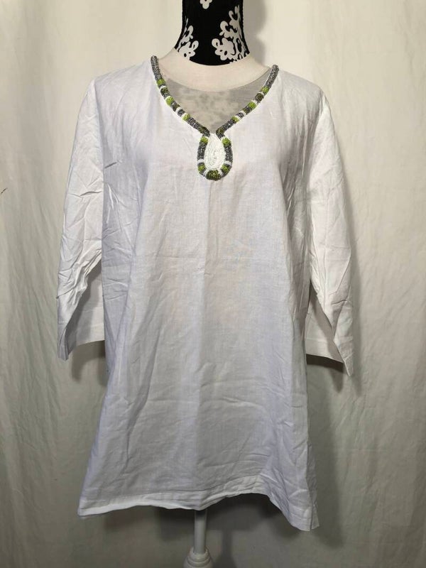 Via Appia due wit tuniek met kralen bies maat 44