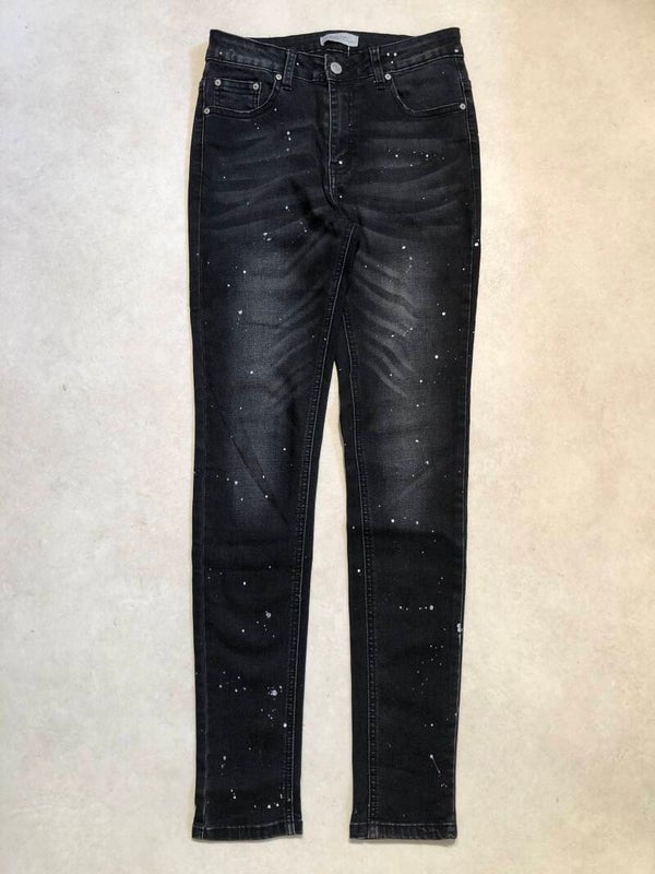 Miss Anna zwarte skinny jeans met verfspatten maat 36