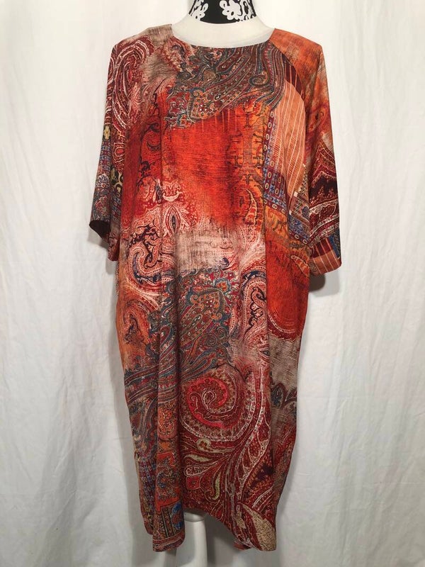 Yoek oranje Paisley print jurk maat 38/40