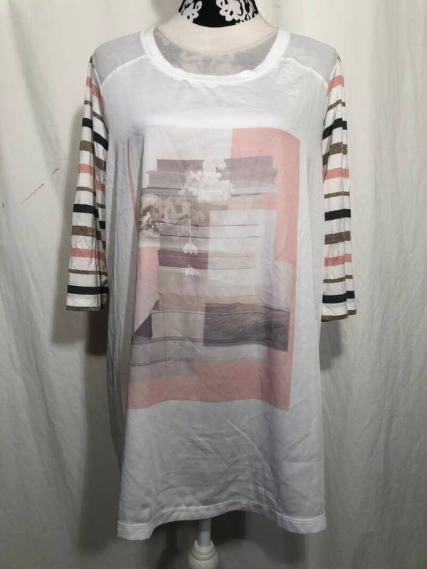 Yesta wit/roze print zomer tuniek maat 44