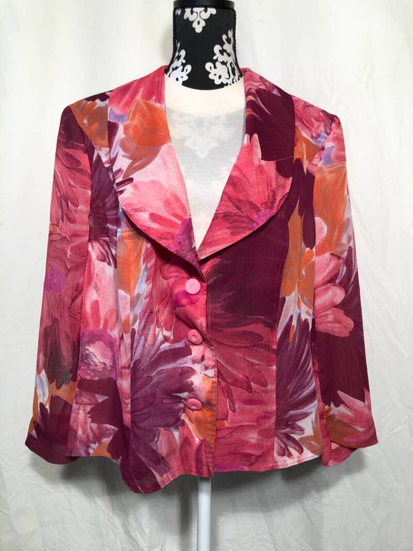 Edgar Vos roze gebloemd blazer maat 48
