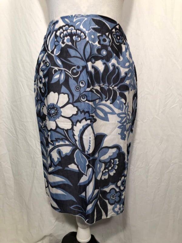 Edgar Vos blauw/wit gebloemde zomer rok maat 40