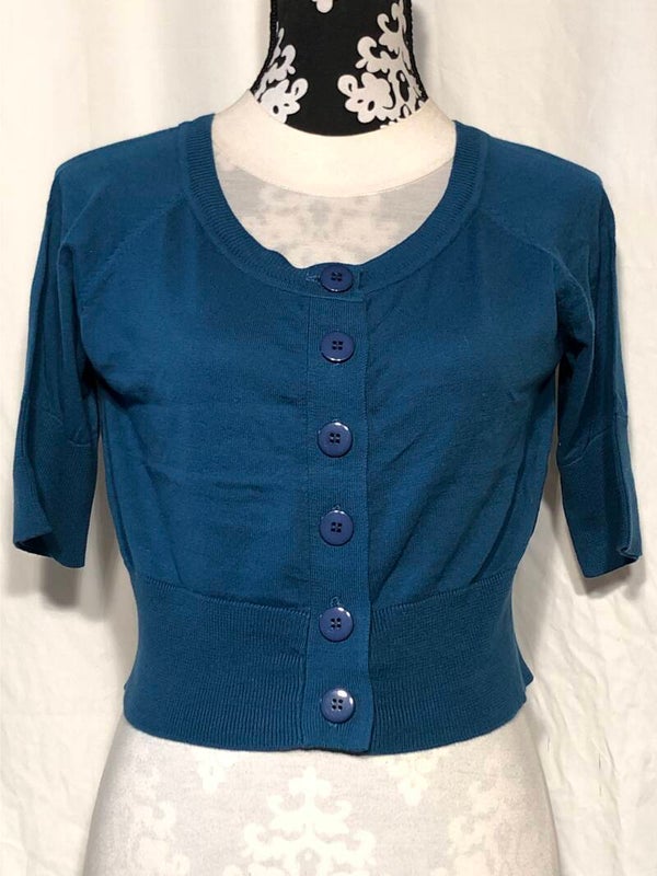 Banned aqua kleurig retro vestje maat M