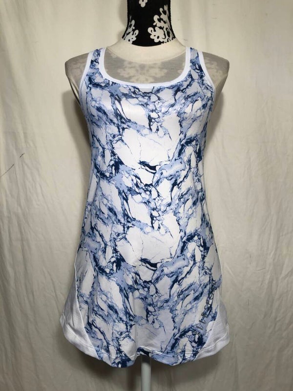 Elle sport blauw/wit marmer print sport top maat S