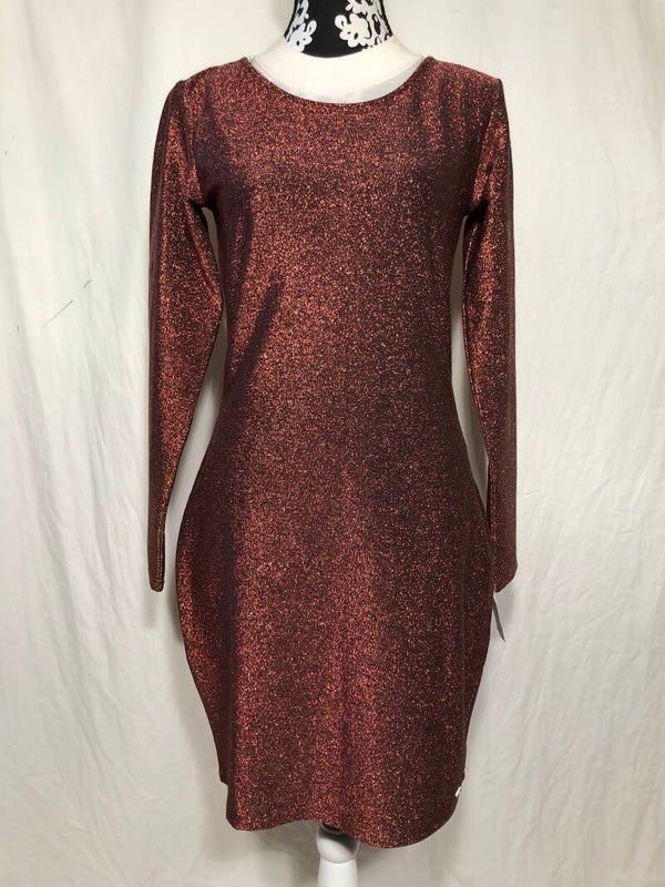 Superdry bronskleurige glitter jurk maat 40