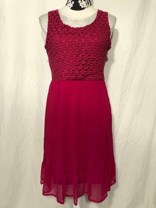 Peacocks fuchsia kleurige plissé jurk maat L