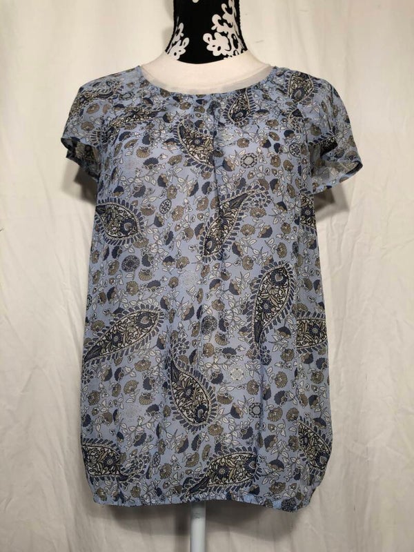 Esprit blauw doorschijnende Paisley print tuniek maat 40