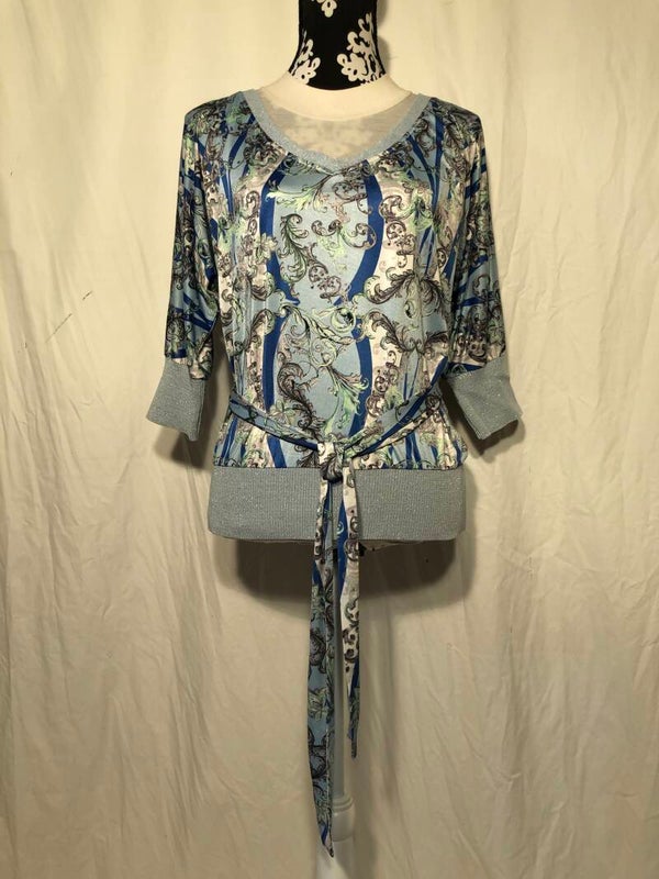 Avalanche lichtblauw print tuniek met ceintuur maat M