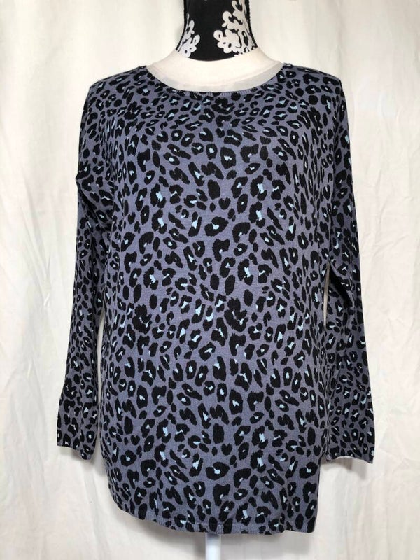Norah donkergrijs Leopard print trui maat 38