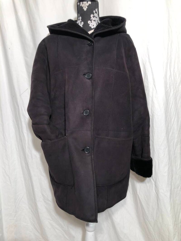 Canda zwarte suedine lammy coat maat XXL